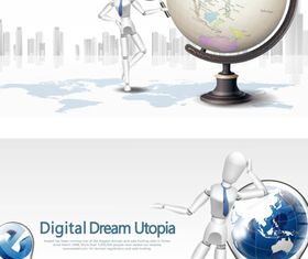 Business 3d template 4 vector