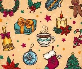 Retro christmas elements 1 shiny vector