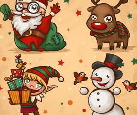 Retro christmas elements 2 shiny vector