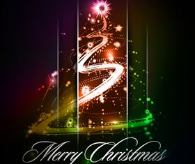 Neon Christmas tree vector graphic