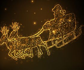 Golden Christmas carriage vectors material