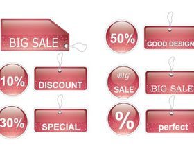 Red glass tags 1 vector