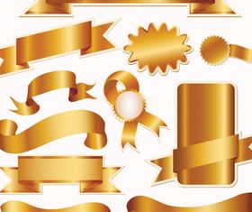 Golden ribbons creative vector