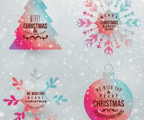 Christmas elements labels 1 vector