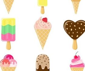 Different color ice cream set vector