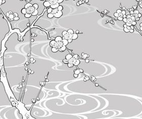 Hand drawn white Plum vectors graphics