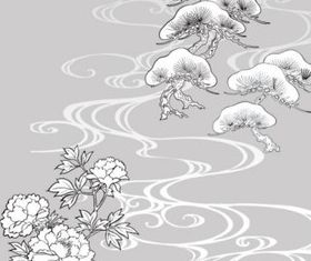 Hand drawn peony flowers vector set