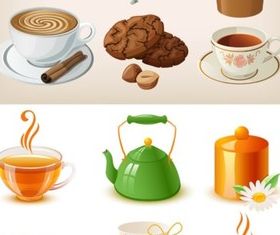 Bright cartoon coffee drinks vector