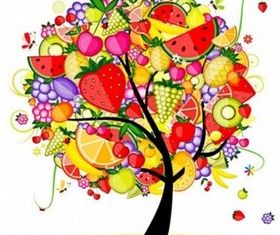 Color creative fruit tree vector graphics
