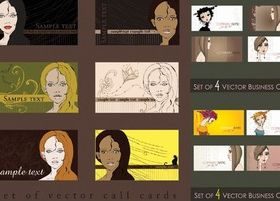 Female cartoon Portrait card background vector