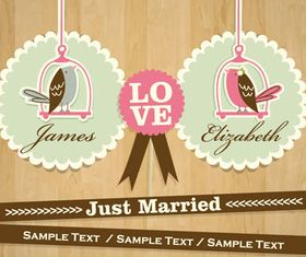 Cute wedding cards vector