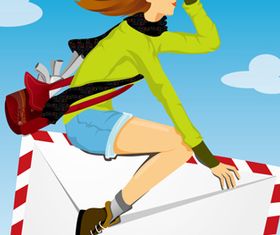 envelope and girl vector