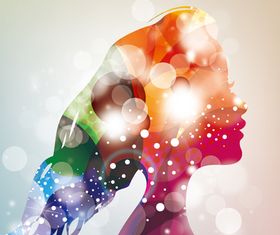 colorful girl head vectors graphics