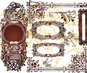 Hand-draw floral frame 2 vectors