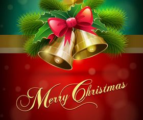 Golden bell christmas cards 1 design vector