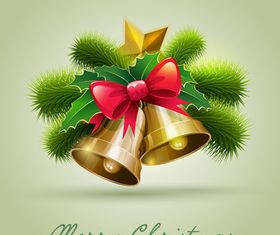 Golden bell christmas cards 2 design vector