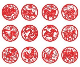 Zodiac paper-cut vector set