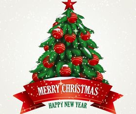 Christmas tree ribbon vector material