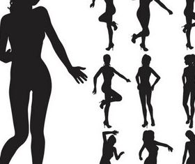 Girls Silhouettes free vector set