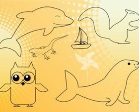 Animals Outline Graphics vector material