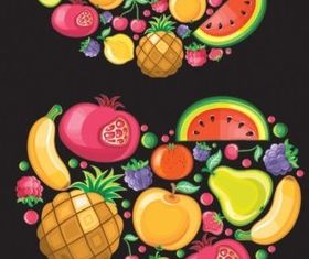 Colorful fruit design elements vector