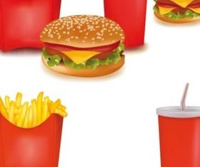 Hamburger with French fries and Drinks vector