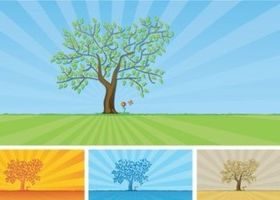 trees and grass design vectors