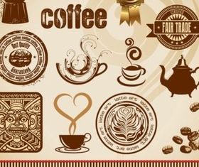 Vintage style coffee elements vectors