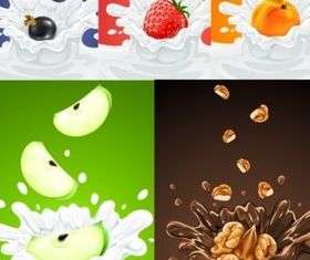 Fruit and milk vector