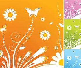 Spring Flowers Butterfly vectors material