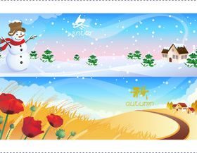 Winter and autumn banner vector