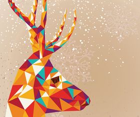 Tangram Reindeer Merry Christmas background vector