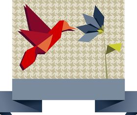 Cute Origami Bird Background 1 set vector