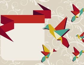 Cute Origami Bird Background 2 set vector