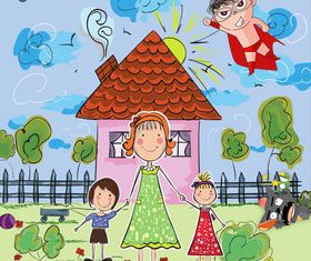 Draw Cute Family vector