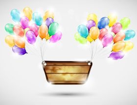 Color balloon and labels background vector graphic