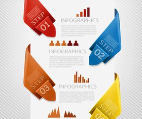Number Origami Infographics 1 vectors material