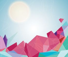 Abstract shapes and sun background vector