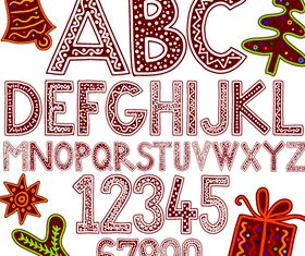 Christmas Letters and numbers 1 vector