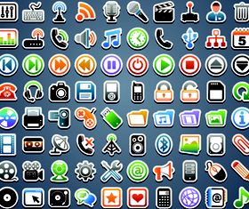 Web medi icons shiny vector