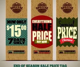 Retro Cardboard tags 3 vector