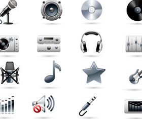 Music equipment icons vector