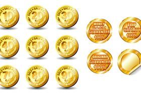 Gold Currency and stickers vector