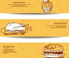 Hand-drawn food banner 2 shiny vector