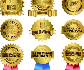 Golden gear labels 2 vector