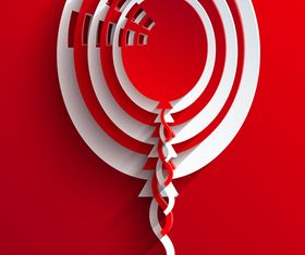 3D Paper cut red and white background 2 vector