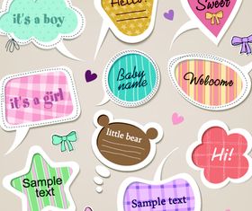 Cartoon cute text clouds 2 vector