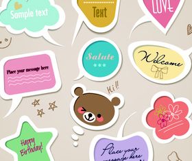 Cartoon cute text clouds 3 vector