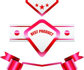 Red ribbon sale labels 3 vector