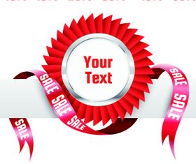 Red ribbon sale labels 4 vector